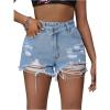 imageMilumia Womens High Waisted Denim Shorts Asymmetrical Ripped Raw Hem Jean ShortsBlue