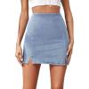 imageMilumia Womens High Waisted Slit Hem Bodycon Denim Skirt Zip Back Mini Skirt Light Blue XXLarge