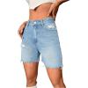 imageMilumia Womens High Waisted Straight Leg Jean Shorts Raw Hem Denim ShortsBlue