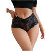 imageMilumia Womens Lace Boyshorts Panties Criss Cross Back Cheeky Brief UnderwearBlack