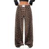 imageMilumia Womens Leopard Elastic Waist Sweatpants Straight Wide Leg Pant TrousersMulti Brown