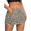 imageMilumia Womens Leopard Print Bodycon Mini Skirt Cheetah Low Waisted Denim Skirt with PocketGrey