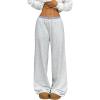 imageMilumia Womens Low Waisted Sweatpants Striped Wide Leg Loose Fit Long PantsGrey