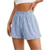 imageMilumia Womens Plaid Paperbag High Waist Ruffle Hem Casual ShortsBlue and White