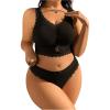 imageMilumia Womens Plus Size Bow Lace Bralette Lingerie Set bra and panty setsBlack