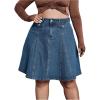imageMilumia Womens Plus Size High Waist Midi Denim Skirt Flap Pockets A Line Flared Jean Skirts Dark Wash 3XL