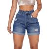 imageMilumia Womens Ripped Denim Shorts High Waisted Folded Hem Jean Shorts with PocketDeep Blue