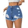 imageMilumia Womens Ripped Distressed Skinny Denim Shorts High Waist Cut Out Raw Hem Short Jeans with Pockets