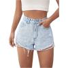 imageMilumia Womens Ripped Jean Shorts High Waist Straight Leg Raw Hem Denim ShortsLight Wash