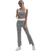 imageMilumia Womens Two Piece Outfit Houndstooth Plaid Crop Tank Top and Pants SetA Black and White