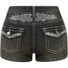 imageMilumia Womens Y2k Rhinestone Decor Denim Shorts Punk Skinny Mini Shorts with PocketGrey