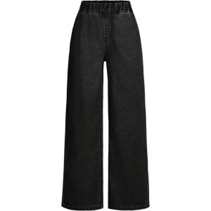 imageMilumia Girl High Elastic Waist Wide Leg Jeans Baggy Going Out Denim PantsBlack