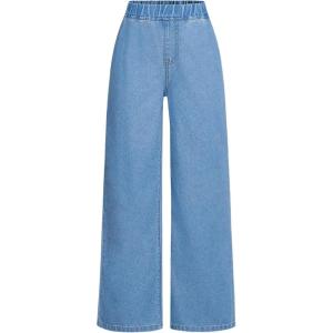 imageMilumia Girl High Elastic Waist Wide Leg Jeans Baggy Going Out Denim PantsBlue
