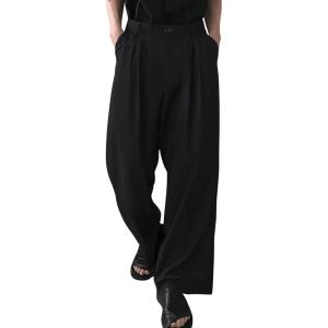imageMilumia Mens High Waisted Wide Leg Pants Zipper Fly Loose Casual TrousersBlack