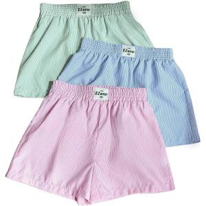imageMilumia Women 3 Pack Striped Boxer Shorts High Waist Wide Leg Sleep ShortsBlue Pink Green