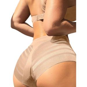 imageMilumia Women High Waist Mesh Sexy Panties Seamless Cheeky UnderwearApricot