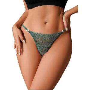 imageMilumia Women Lace Cheeky Sexy GString Thong Low Rise PantiesGreen