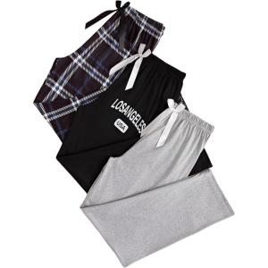 imageMilumia Womens 3 Pack Pajama Pants Plaid Letter Lounge Sleep Pj Pants SleepwearMulticolor