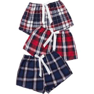 imageMilumia Womens 3 Pack Pajama Shorts Plaid Elastic Waist Pj Sleep ShortsMulti Red Blue White