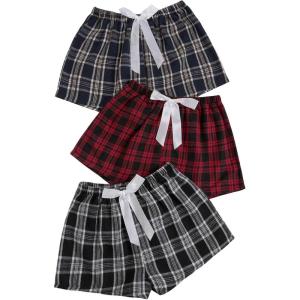 imageMilumia Womens 3 Pack Pajama Shorts Plaid Elastic Waist Pj Sleep ShortsRed and Grey