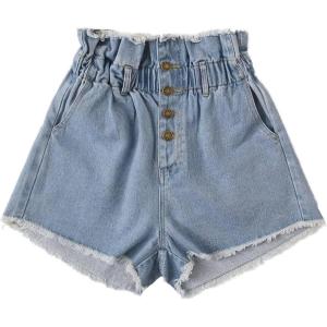 imageMilumia Womens Casual High Waist Button Fly Vintage Denim Jeans Shorts with Pocket Blue Medium