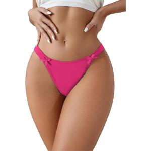 imageMilumia Womens G String Sexy Thong Bow Decor Low Rise Thongs Underwear Bikini PantiesHot Pink