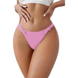 imageMilumia Womens G String Sexy Thong Bow Decor Low Rise Thongs Underwear Bikini PantiesLight Pink