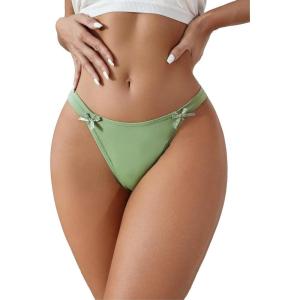 imageMilumia Womens G String Sexy Thong Bow Decor Low Rise Thongs Underwear Bikini PantiesLime Green