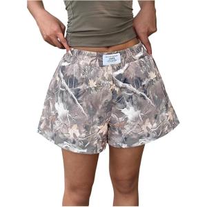 imageMilumia Womens Y2K Leopard Print Boxer Shorts Casual Elastic Waist Mini ShortsMultir Apricot