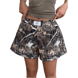 imageMilumia Womens Y2K Leopard Print Boxer Shorts Casual Elastic Waist Mini ShortsOlive Green