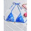 imageMilumia Floral Halter String Triangle Bikini Top for Women Bathing Suit Swim TopBlue
