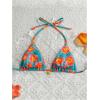 imageMilumia Floral Halter String Triangle Bikini Top for Women Bathing Suit Swim TopBlue and Orange