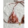 imageMilumia Floral Halter String Triangle Bikini Top for Women Bathing Suit Swim TopBrown