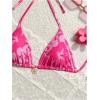 imageMilumia Floral Halter String Triangle Bikini Top for Women Bathing Suit Swim TopHot Pink