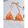 imageMilumia Floral Halter String Triangle Bikini Top for Women Bathing Suit Swim TopOrange