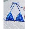 imageMilumia Floral Halter String Triangle Bikini Top for Women Bathing Suit Swim TopRoyal Blue