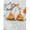 imageMilumia Floral Halter String Triangle Bikini Top for Women Bathing Suit Swim TopYellow