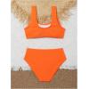imageMilumia Girls 2 Piece Bathing Suit Solid Sport High Waist Bikini Set SwimsuitSolid Light Orange