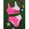 imageMilumia Girls 2 Piece Color Block Swimsuits Cut Out Smocked Bikini Sets Cute SwimwearPink