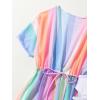 imageMilumia Girls 3 Piece Bikini Sets Tie Dye Spaghetti Strap Swimsuit with CoverupsMulticolor