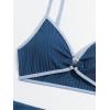 imageMilumia Girls 3 Piece Ring Linked Spaghetti Strap Bikini Swimsuits with Cover Up SkirtNavy Blue