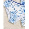 imageMilumia Girls 3 Piece Swimsuit Floral Print Spaghetti Strap Swimwear with Beach SarongsBlue