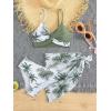 imageMilumia Girls 3 Piece Swimsuits Printed Twist Bikini Set with Coverup Skirt BeachwearA Green