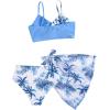 imageMilumia Girls 3 Piece Swimsuits Printed Twist Bikini Set with Coverup Skirt BeachwearMulti White Blue
