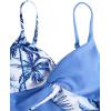 imageMilumia Girls 3 Piece Swimsuits Printed Twist Bikini Set with Coverup Skirt BeachwearMulti White Blue