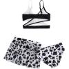 imageMilumia Girls 3 Pieces Bikini Set Wrap Criss Cross Swimsuit Bathing Suit with Ruffle Beach SkirtCow Printed