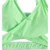imageMilumia Girls 3 Pieces Bikini Set Wrap Criss Cross Swimsuit Bathing Suit with Ruffle Beach SkirtMint Green Floral
