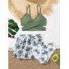 imageMilumia Girls 3 Pieces Bikini Set Wrap Criss Cross Swimsuit Bathing Suit with Ruffle Beach SkirtMulti Green