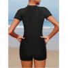 imageMilumia Girls Colorblock Rash Guard Swimsuit Mock Neck Short Sleeve One Piece Bathing SuitsBlack