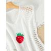 imageMilumia Girls Crochet Swim Cover Up Strawberry Sleeveless Short Coverup Dress BeachwearWhite